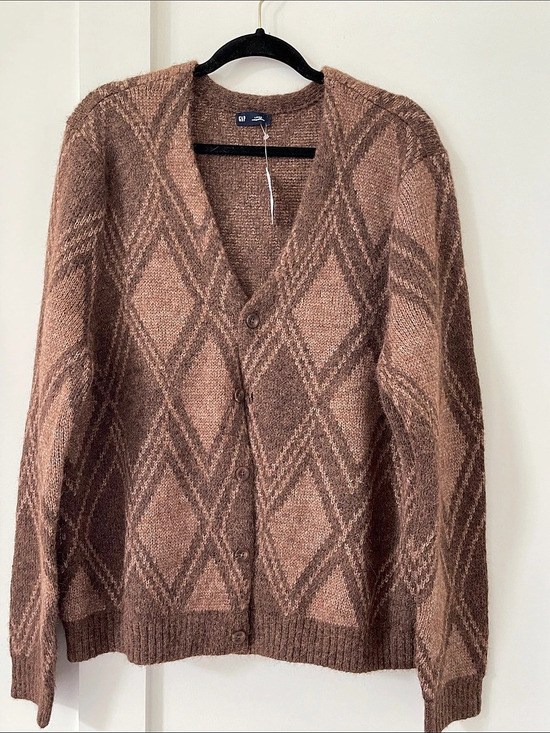 GAP Sweaters - Gap Geometric Cardigan Brown Large NWT